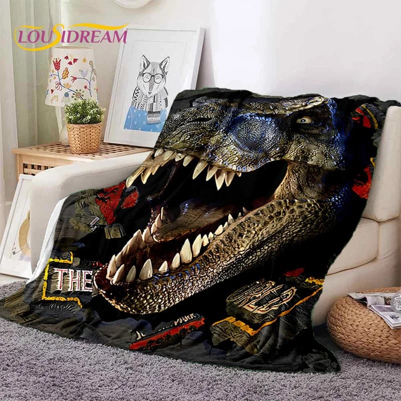 Coperte di flanella morbida dinosauro dinosauro Jurassic Park cartone animato 3D, coperta comoda per letti da picnic casa camera da letto bambini