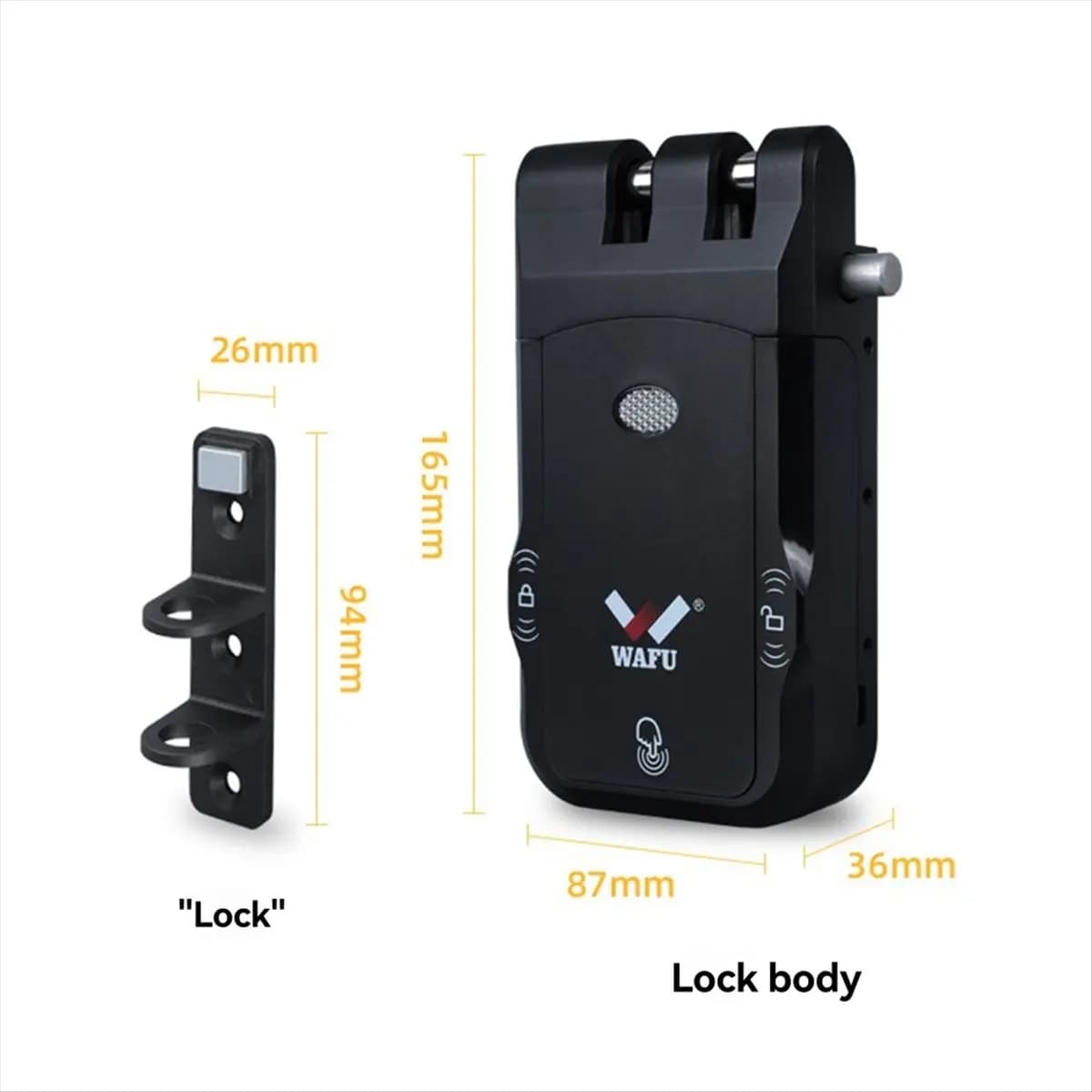 Serratura Intelligente Wireless A74U WAFU, Invisibile, Senza Chiave, per Porte di Casa e Ufficio, Colore Nero
