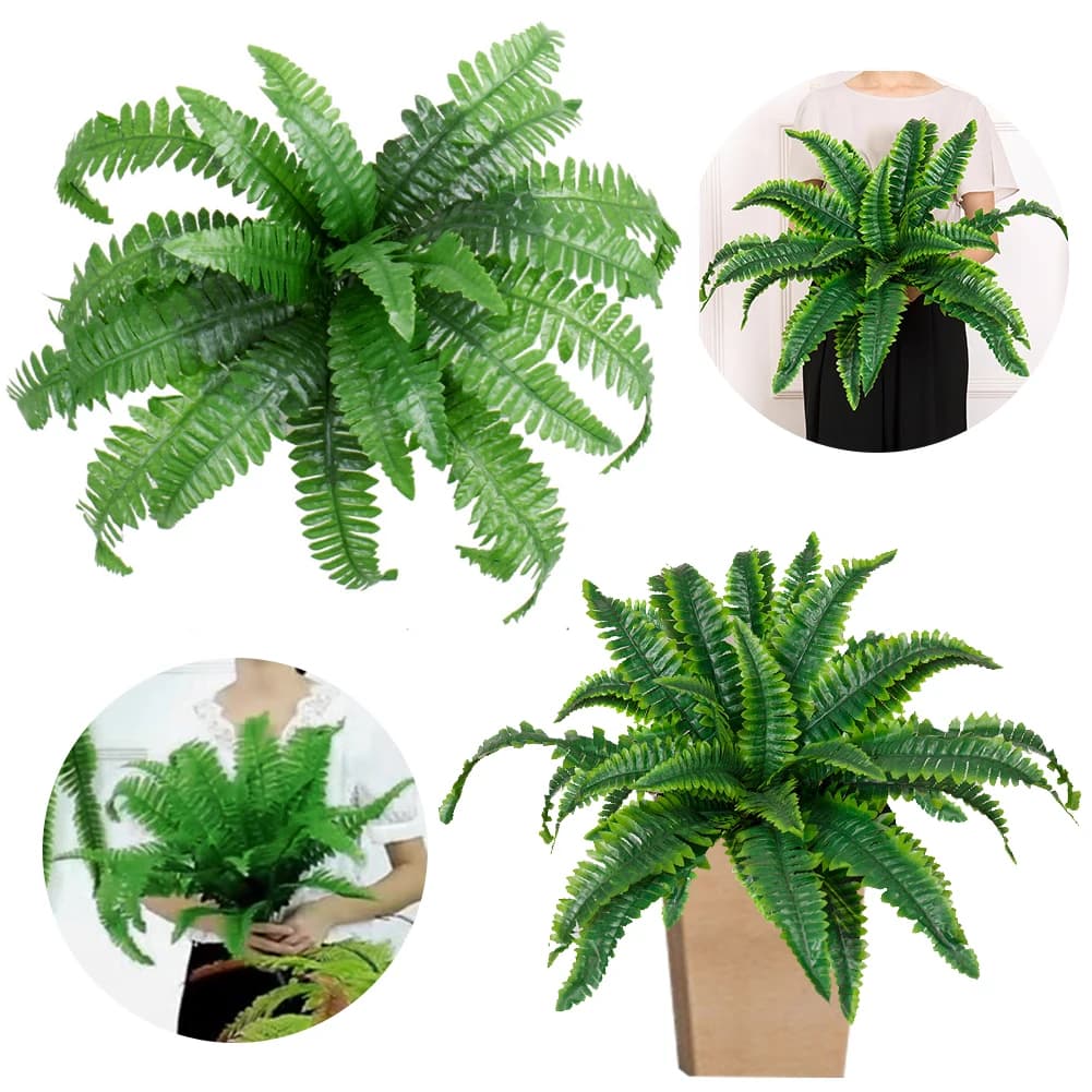 2 Pieces Artificial Sweatshirts, 20 Leaves for Bouquet, Realistic Fin Grass Leaves, 53 cm for Entrance Style Farm