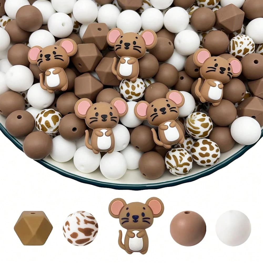 5/25 pezzi simpatico set di perline in silicone animale 3D, fai da te, adatto per gioielli fatti a mano, portachiavi, bracciali, collane, accessori per capelli