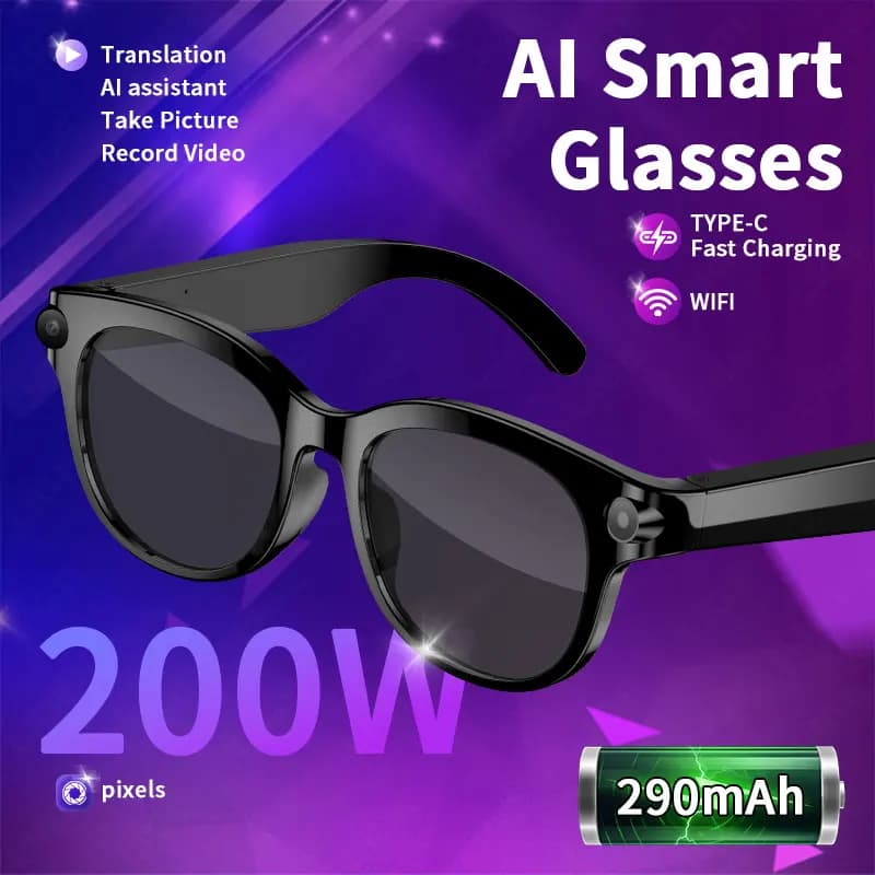New LIGE AI 2026 Intelligent Glasses with 2MP Camera, Translation in Over 100 Languages, Bluetooth Calls, Video Recording, 290mAh Battery