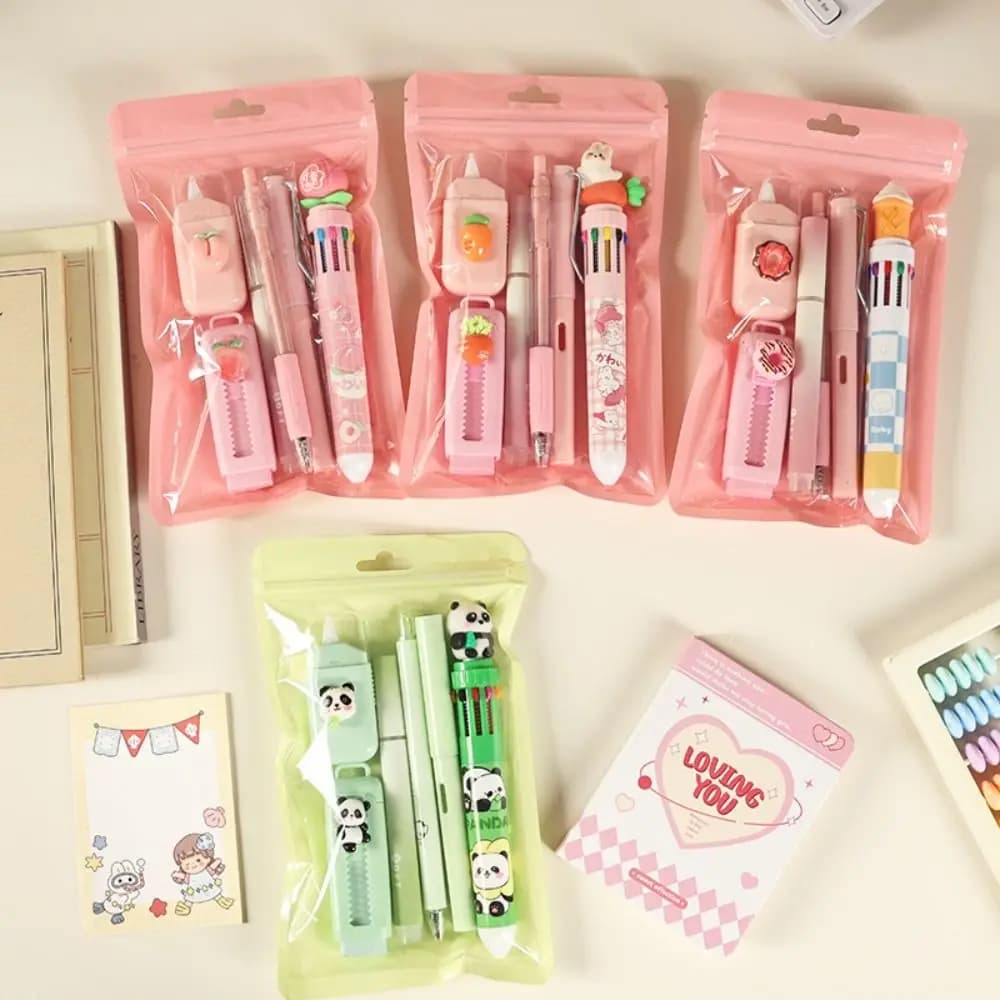 Set di cancelleria durevole 6 in 1 Penna gel portatile non ripetuta per il ritorno a scuola