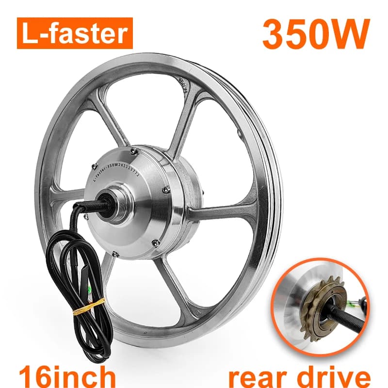 Motore per scooter con mozzo ingranaggi senza spazzole per bicicletta elettrica per ruota posteriore da 16 pollici 36V 48V 350W