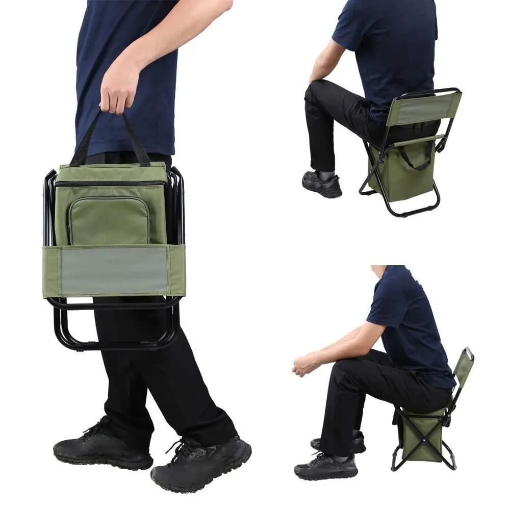 Sedia da Pesca Pieghevole con Borsa Portaoggetti, Sedia da Spiaggia in Acciaio Inossidabile Resistente all'Usura, Facile da Trasportare, Sedia da Viaggio Espandibile per Sport