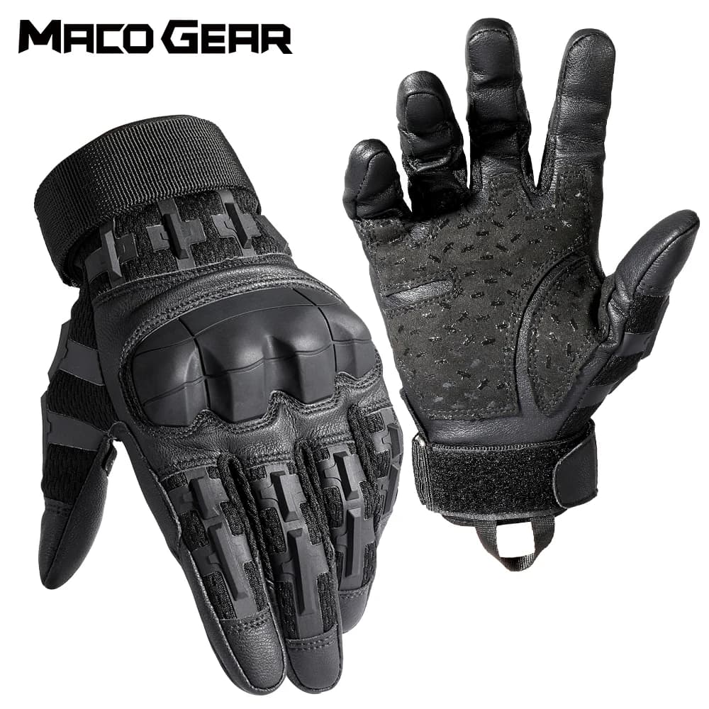 Tactical touch screen gloves with PU leather whole fingers Hiking Cycling Climbing Airsoft Hunting Anti-slip protective equipment