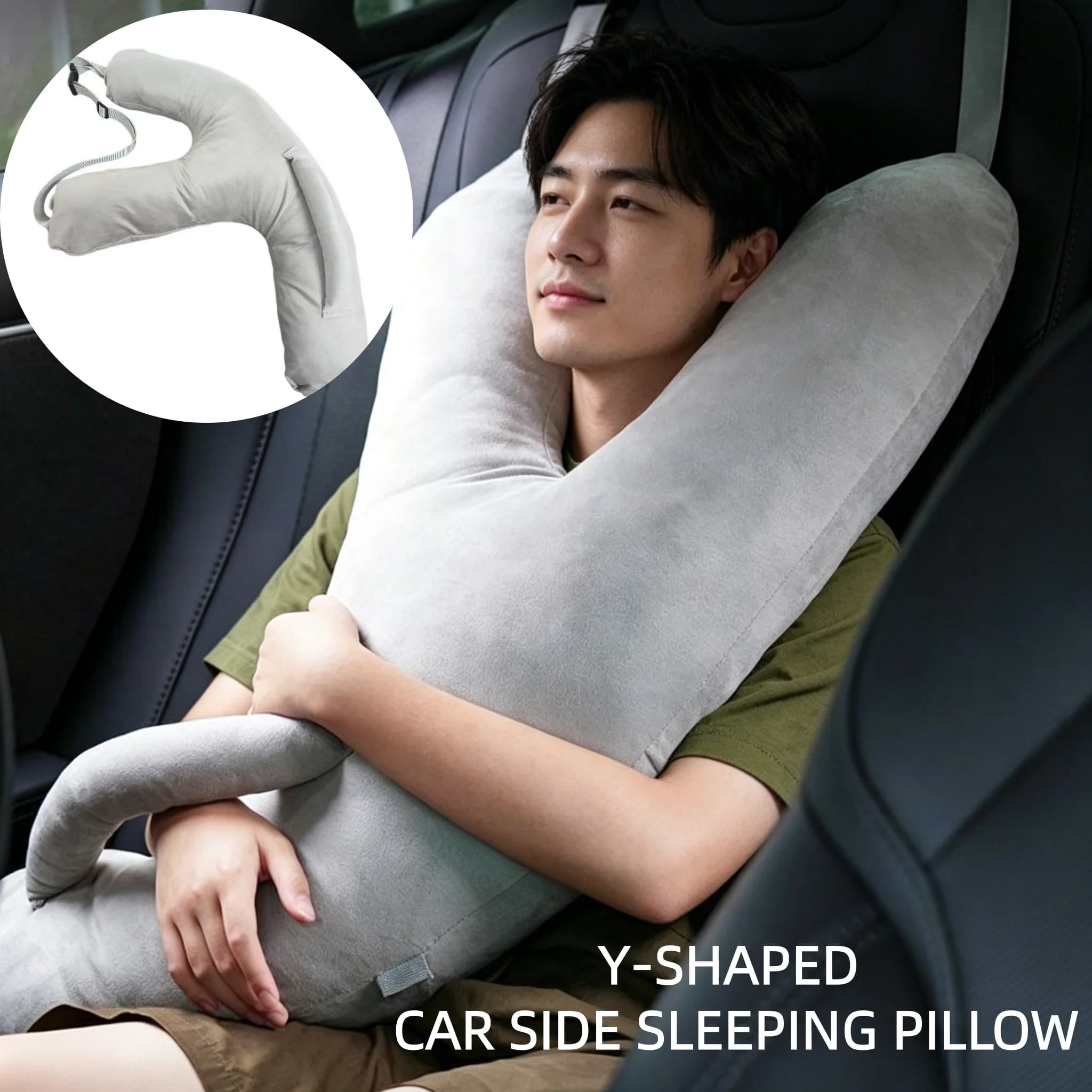Cuscino da viaggio a forma di Y per auto, supporto per il collo in peluche, cuscino poggiatesta confortevole per dormire, per aereo e lunghi viaggi in auto, ufficio