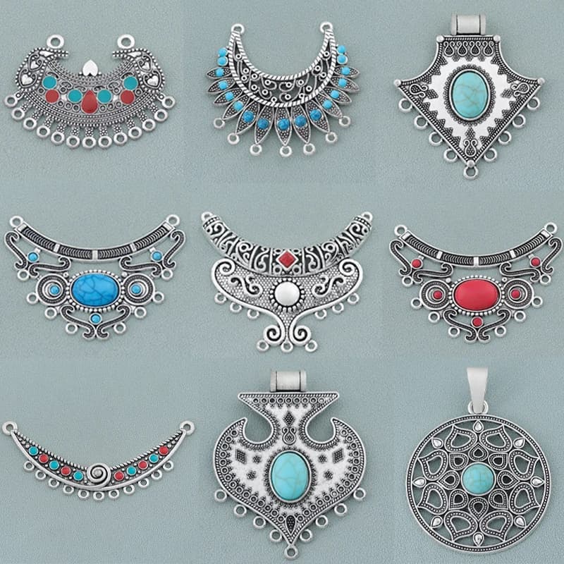 1 PC Large Ethnic Crescent Moon Chandelier Porous Faux Stone Necklace Connector for DIY Jewelry Making Accessories Materials