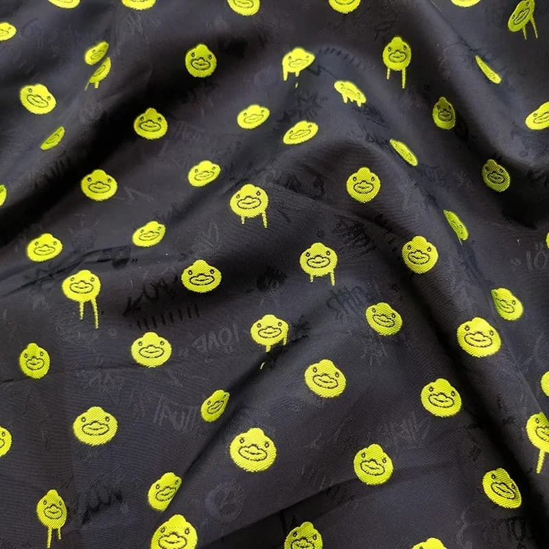 Jacquard Brocade Fabric Cartoon Duckling Trench Coat Suit Fashion Designer Brand Cloth for Dress by the Yard