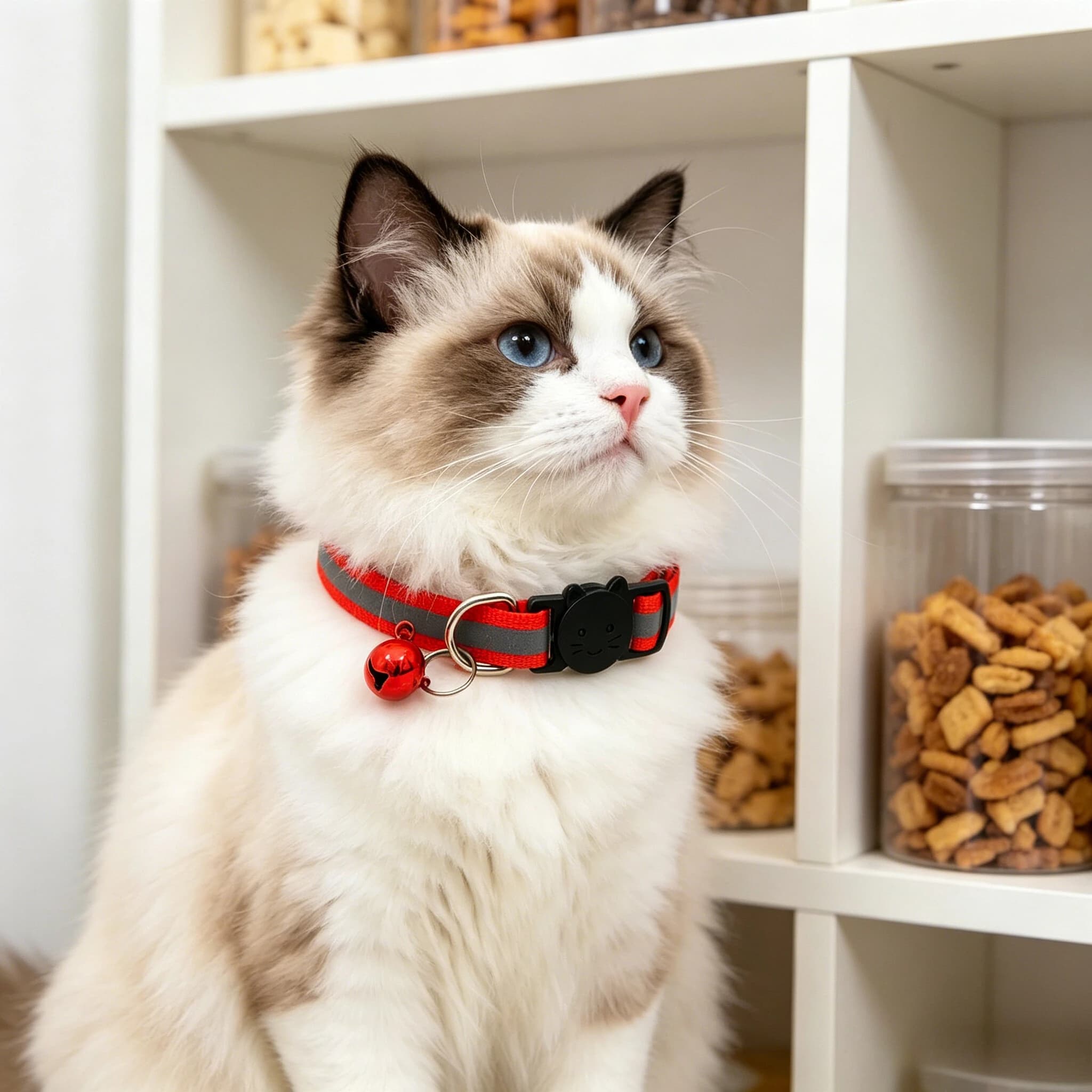 2pcs Pet Round Ear Cat Buckle,Reflective Cat Head Buckle,Detachable Cats Dogs Bell Collar,Kitten Collar,Cat Harness