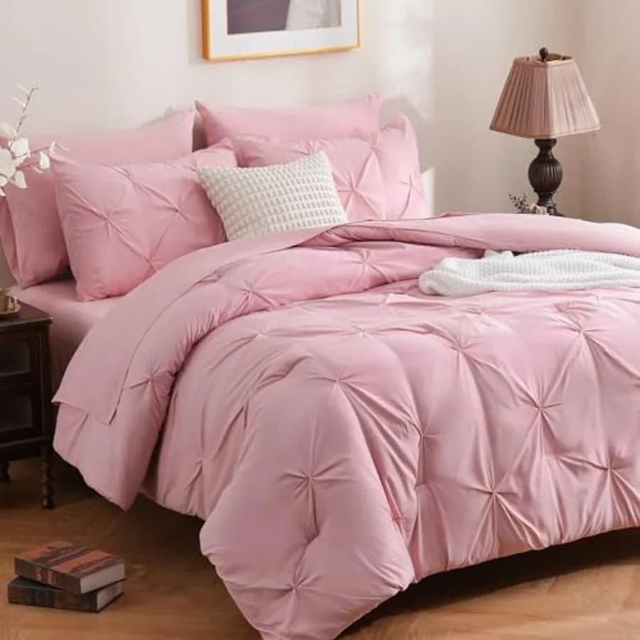 Set Copripiumino 7 Pezzi, Set Letto in Microfibra Morbida con Pieghe a Puntello, Set Biancheria da Letto per Tutte le Stagioni con Lenzuola e Cuscini