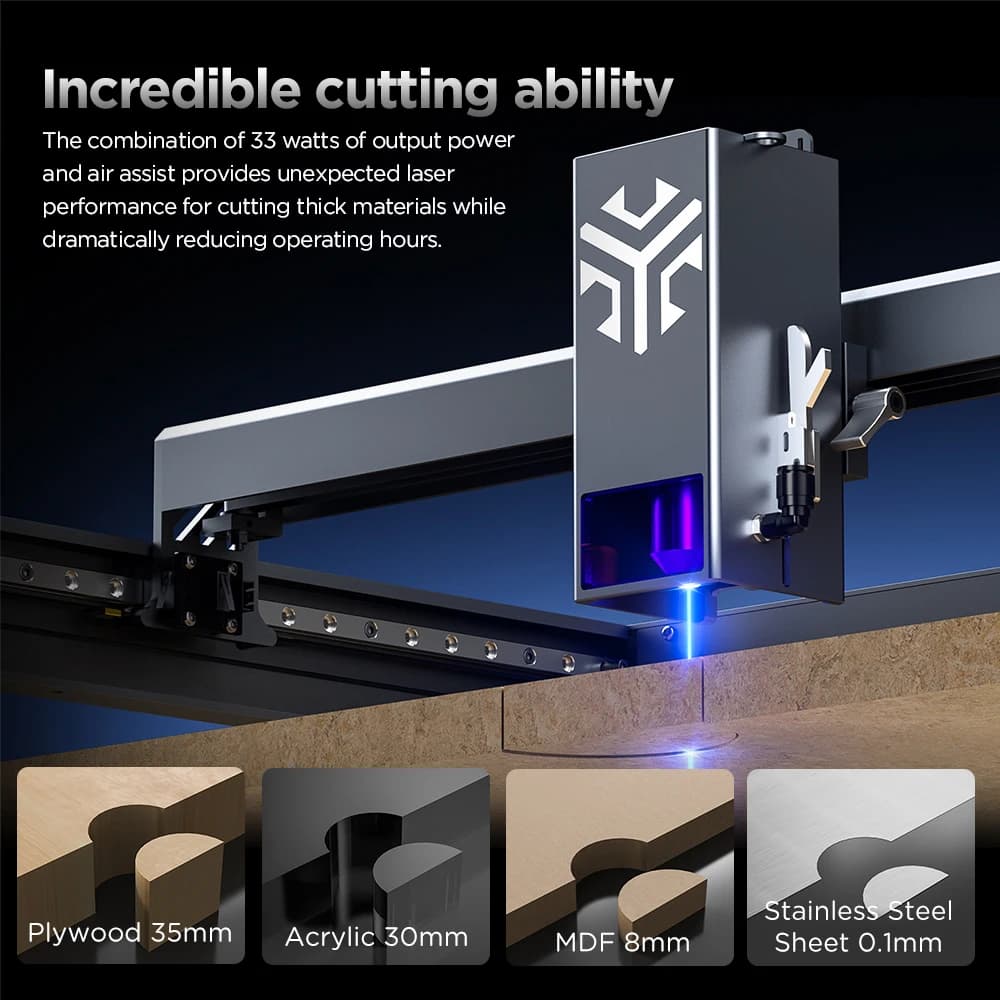 ACMER P2 Laser Engraving 10W 20W 33W Laser Cutting Machine 30000mm/min High Speed Engraving Safety Devices Support TF Card APP