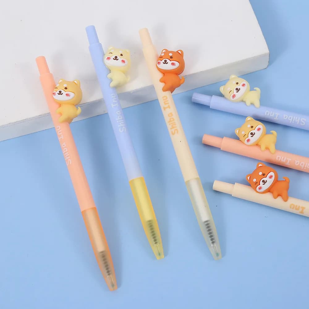 3 pz/lotto Kawaii Shiba Cucciolo Animale Penne Gel Meccaniche Scuola Ufficio Forniture di Scrittura Regalo Sveglio Premi Carino Cancelleria