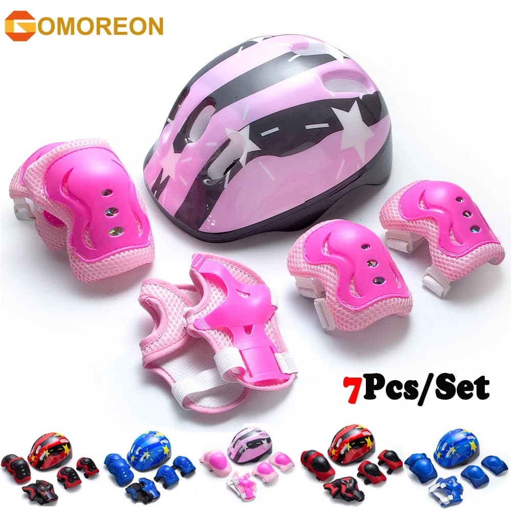 Kids Safety Helmet & Protective Gear Set for 3-15 Years Old, Adjustable Bike Helmet with Knee Elbow Wrist Pads for Skateboarding