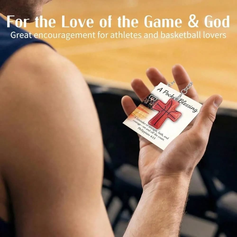 Ciondolo a forma di croce Faith Sports Blessing per giovani, ciondolo per zaino e borsa cristiana, regalo ispiratore per giocatori di calcio/basket/football/baseball, atleti, adolescenti, gruppi e squadre religiose
