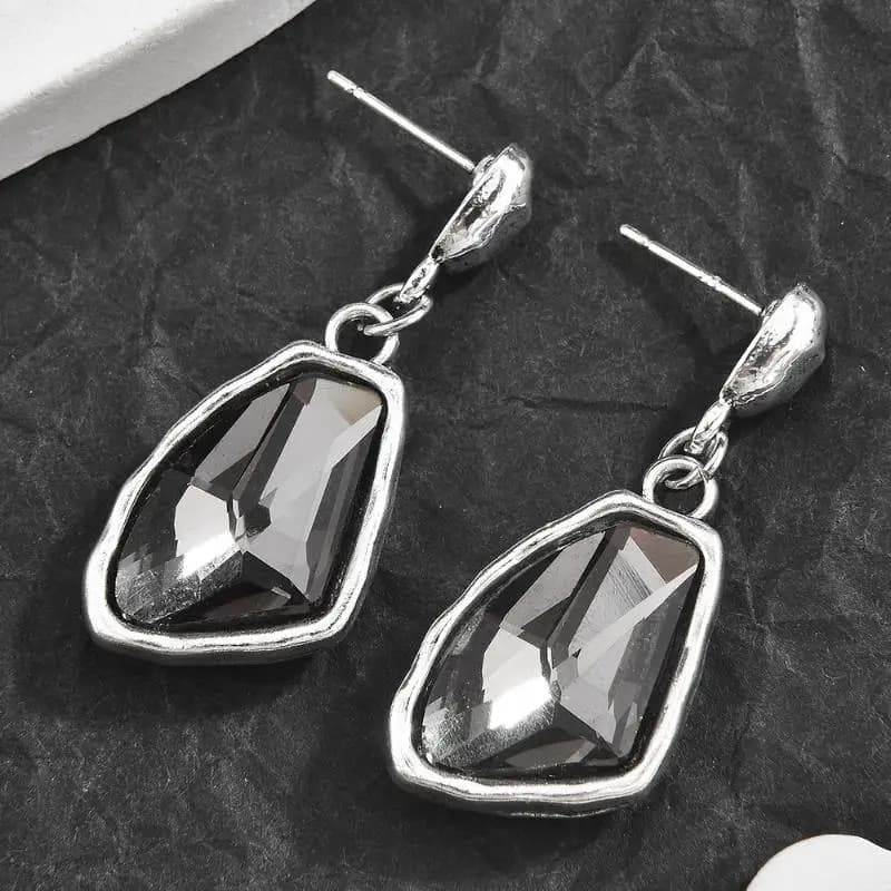 1 paio di orecchini pendenti con strass neri scintillanti minimalisti da donna, squisiti orecchini pendenti geometrici, regali di gioielli