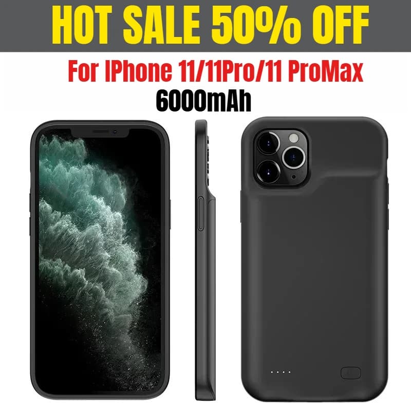Custodie per caricabatteria portatili da 6000 mAh per iPhone 11/11Pro/11 ProMax Batteria esterna Power Bank