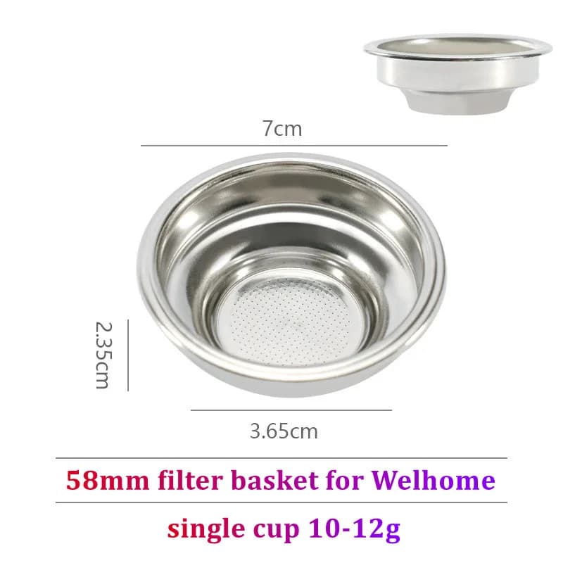 For Welhome KD310/330/210S/210 S2/230/270/320/410/510 WPM Coffee Maker Portafilter 58mm Bottomless Filter with Steel M10 Handle