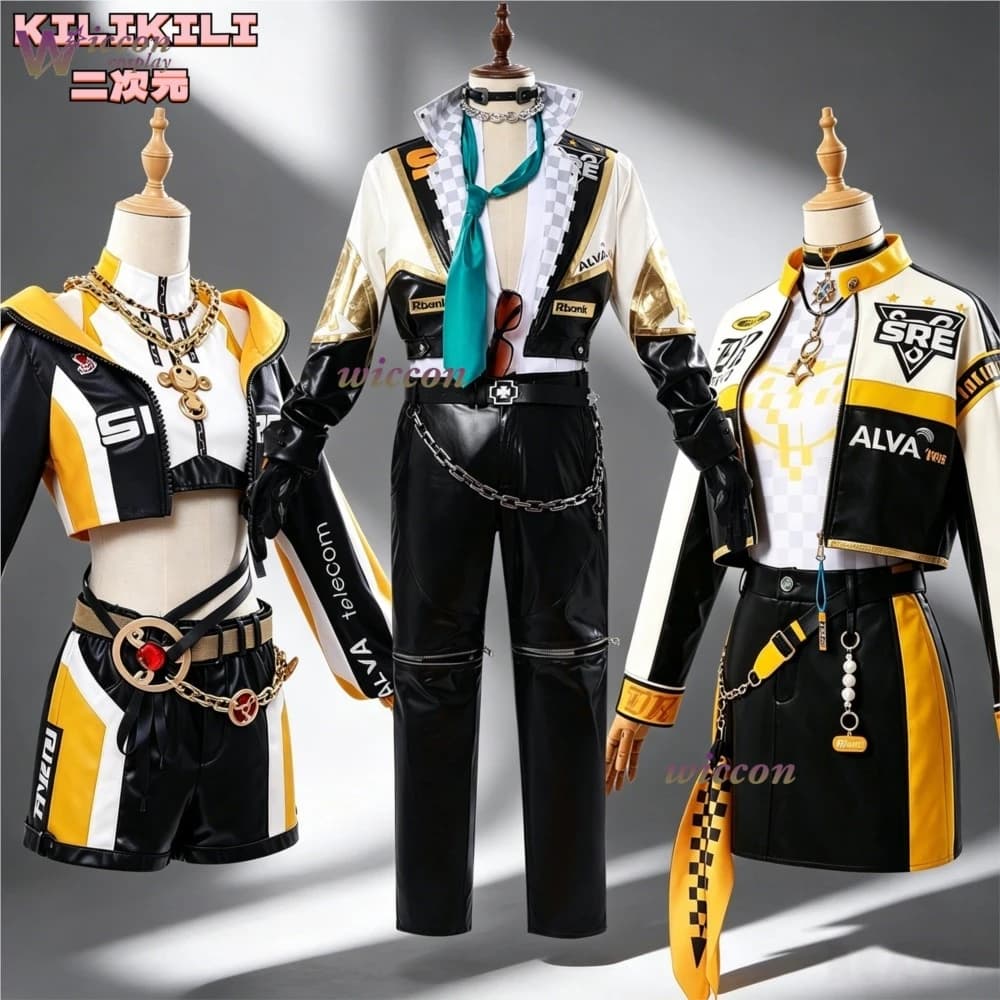 Identity V SRE E-Sports Knight Richard Cosplay Costume PU Leather Racing Jacket Outfit Halloween
