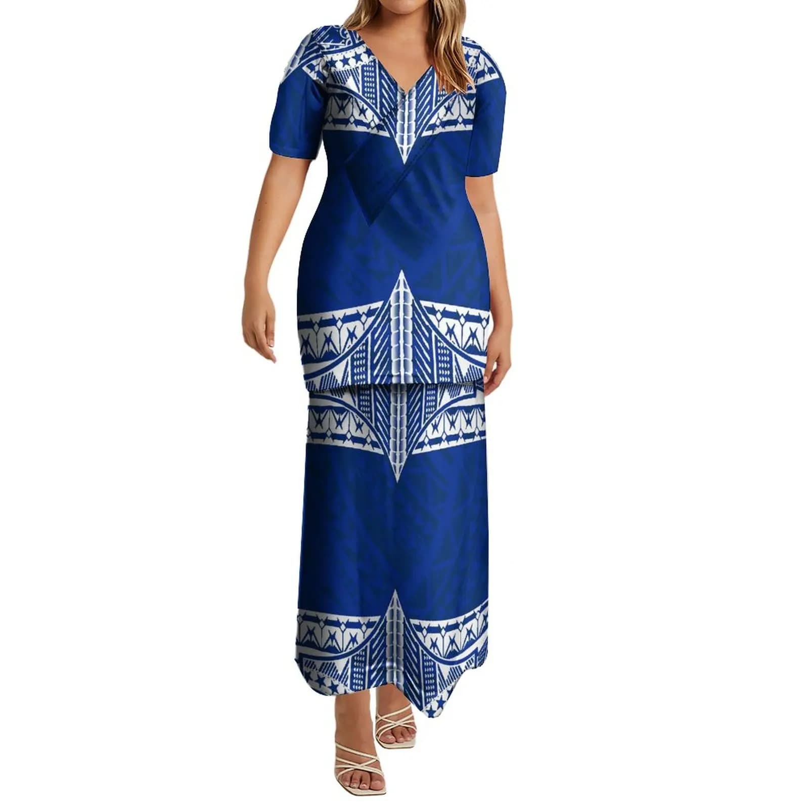 Supporta il tuo design Samoan Puletasi Summer women's Dress Samoan Clothing party party suit skirt