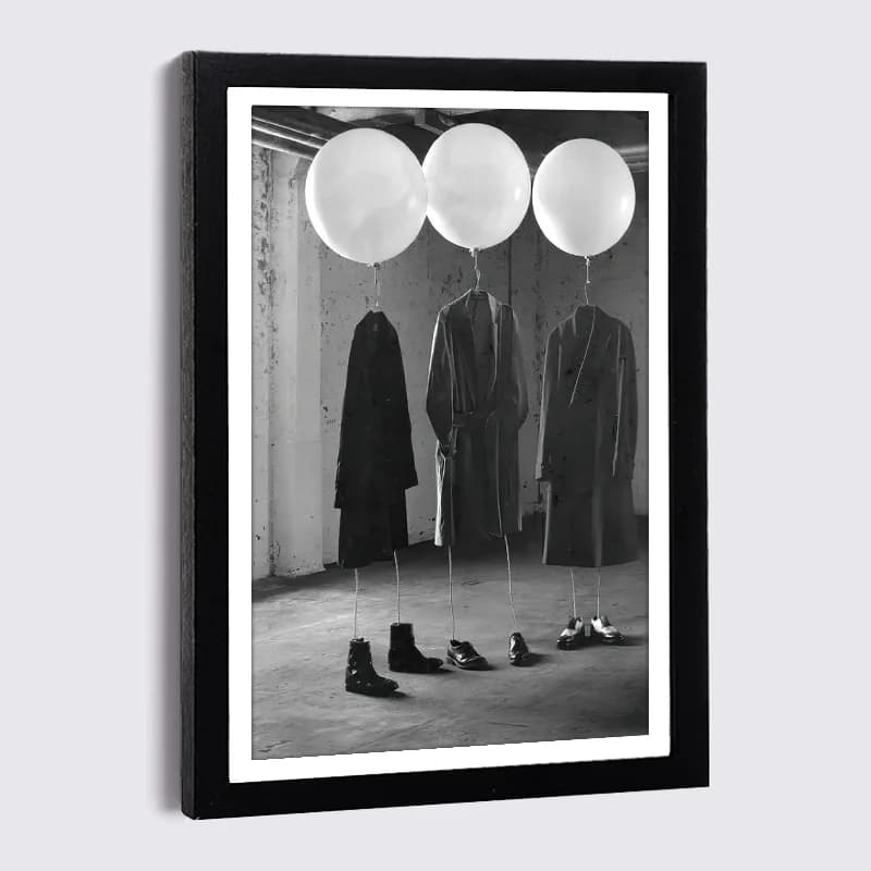 Nordic Balloon Robe Canvas Painting Photo Frames5" 7" 8"Black Picture Frame Modern Art Luxury Photo Wall Home Decor Wooden Frame