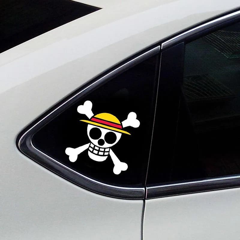 1 pcs One Piece Rufy Car Sticke Anime Peeking Vinyl Decalcomania Glass Sticker For Auto Computer Window Portable Hydroflask Waterbottle PVC