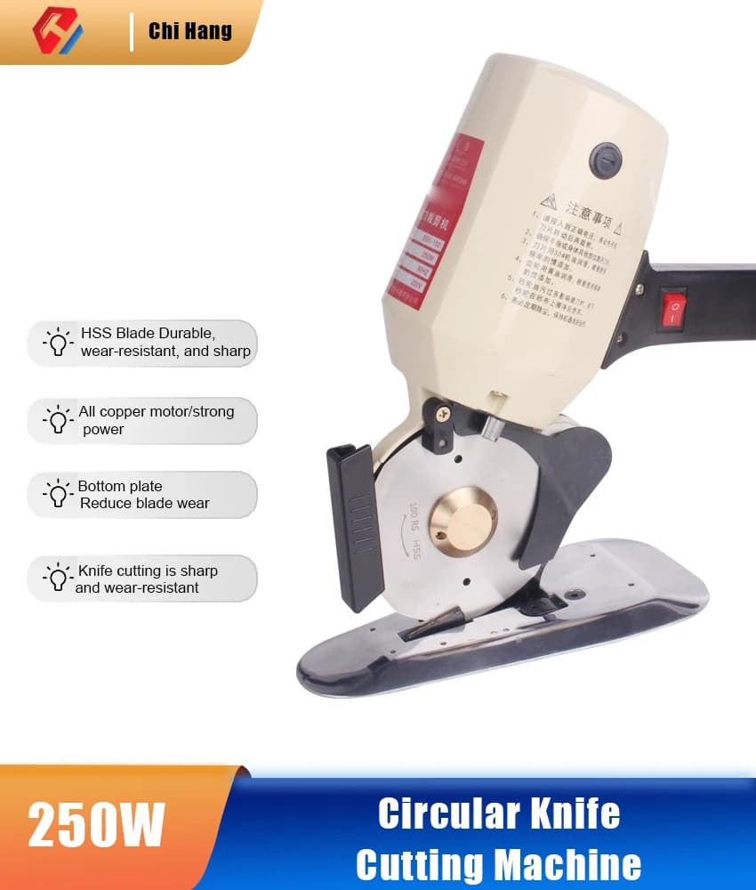 Electric Round Knife Cloth Cutting Machine ,Professional Fabric Cutter Tool with Electromechanical Scissors,For Tailor Shop Use