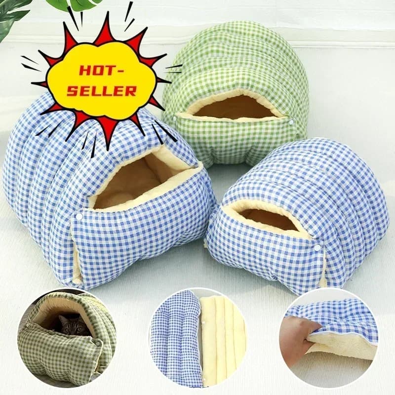 Foldable cats sleeping bag for winter indoors thickened for cats, cozy, soft, warm, semi-closed, for small pets, crocodile bag