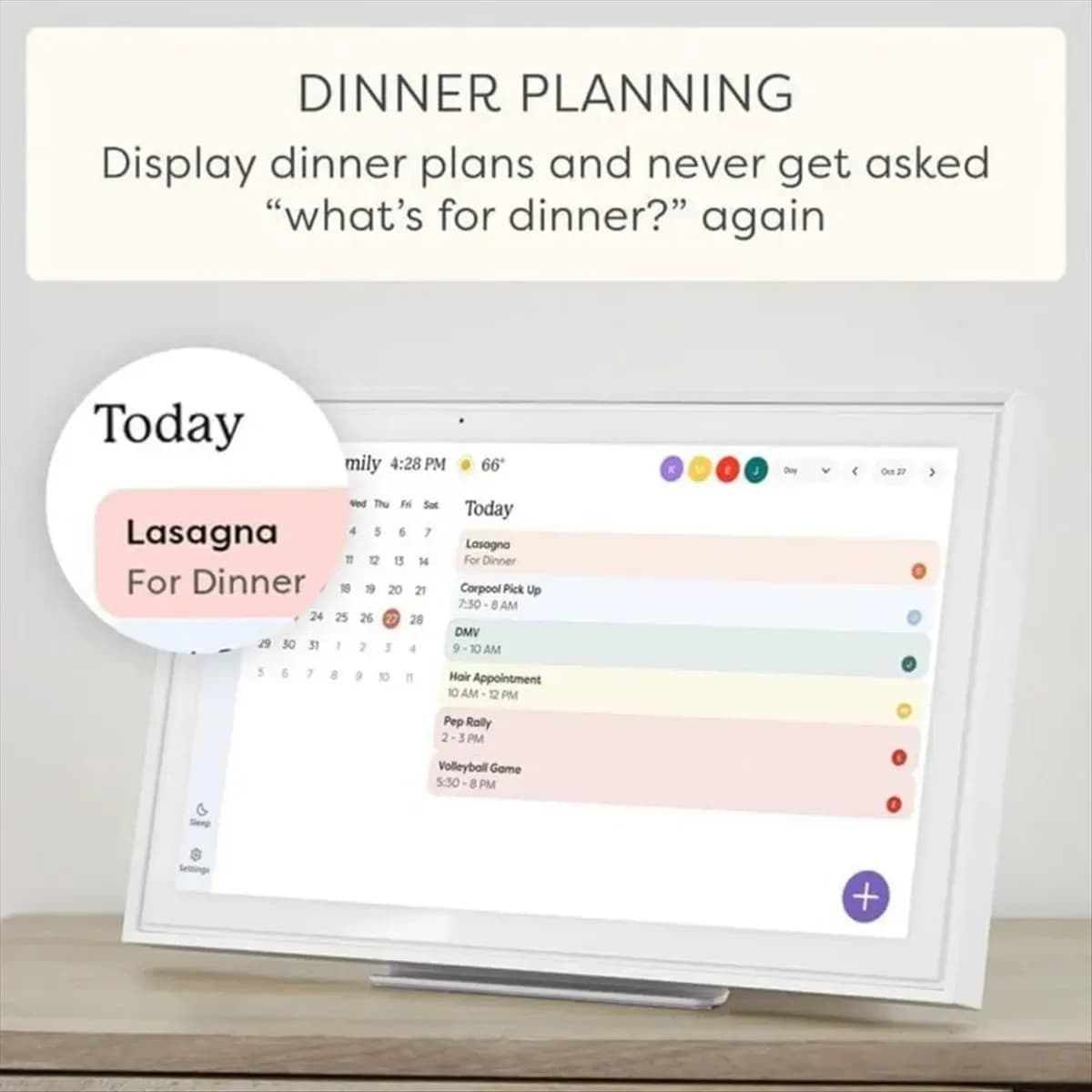 BEST CHOICE）10 Inch Digital Frame Calendar Chore Chart Photo Video Play Smart Touch Screen Display for Family Schedules EU Plug
