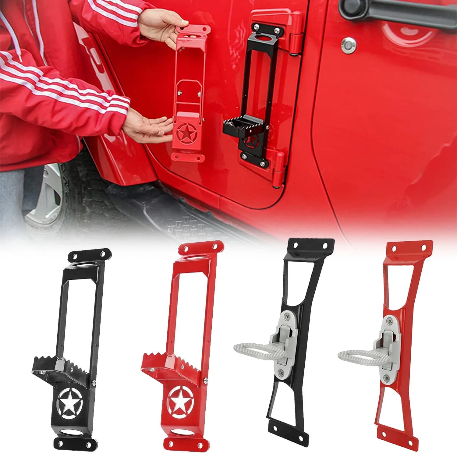 Cerniera per portiera auto Pedale laterale per arrampicata Pedale poggiapiedi pieghevole per Jeep Wrangler JK 2007-2018