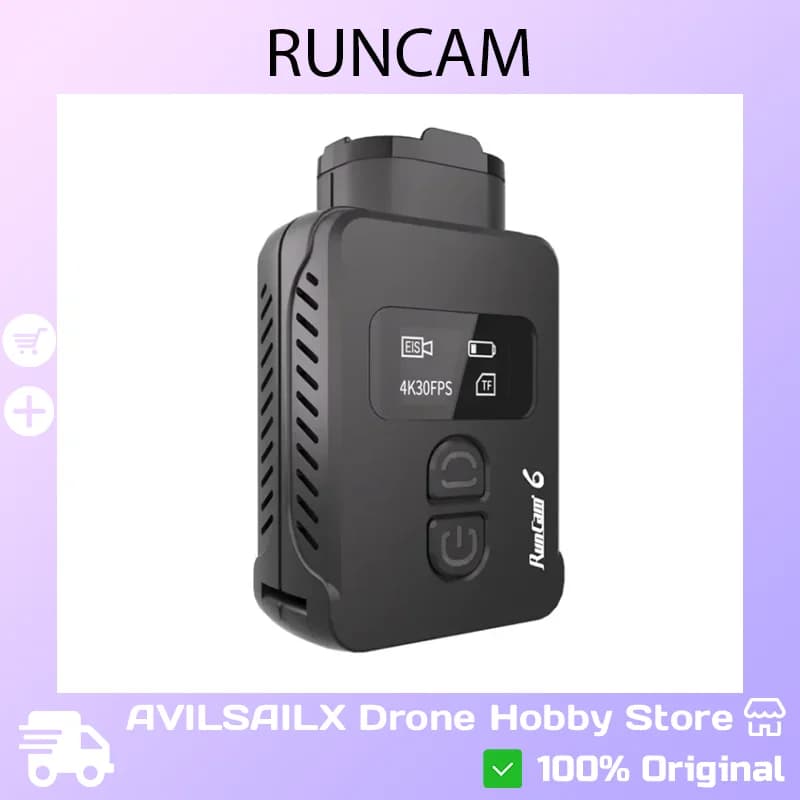 Kit Videocamera Sportiva RunCam 6 4K HD | Sensore IMX377 | 30 fps | 1/2.3 Pollici | 155 ° FOV | WiFi | Per Droni FPV e Modelli RC