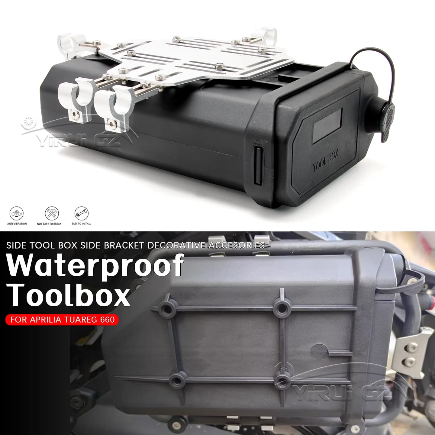 Cassetta degli attrezzi per moto Cassetta degli attrezzi Scatola decorativa laterale impermeabile PER APRILIA TUAREG 660 TUAREG 660 660 Cassetta degli attrezzi per kit di pronto soccorso/rottura