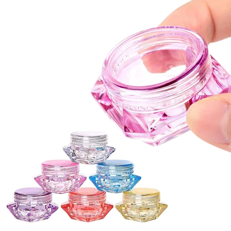 100 Pezzi Vasetti Vuoti in Plastica a Forma di Diamante da 3g-5g, Contenitori da Viaggio per Cosmetici, Ombretto, Polvere, Gioielli, Lozioni e Creme