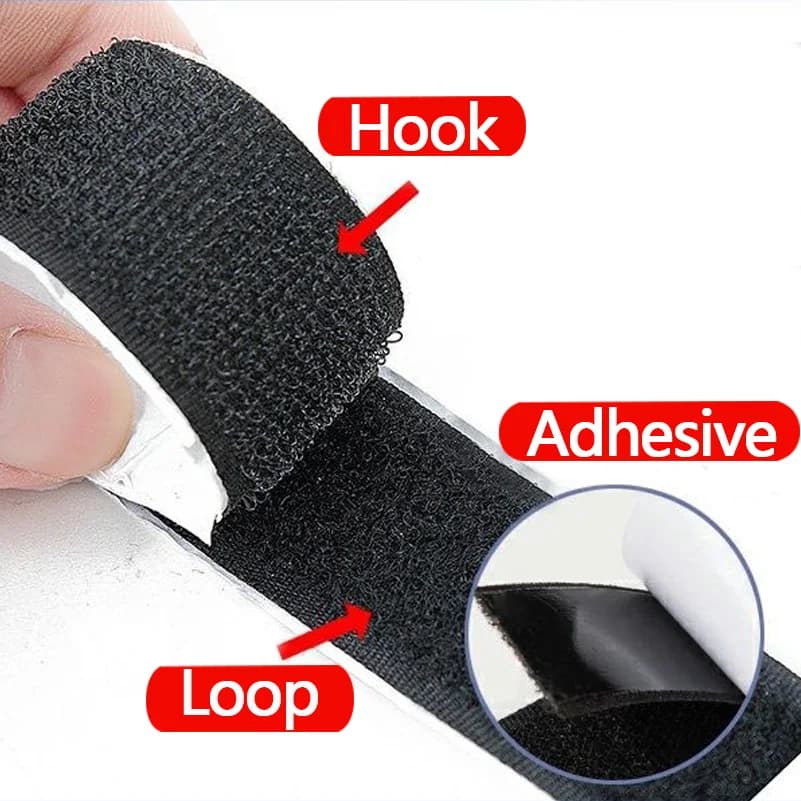 1/2/5Meter Strong Self-Adhesive Hook and Loop Tape Double Sided Strap Fastener with Glue Heavy Duty Sticky Strips Tape for DIY