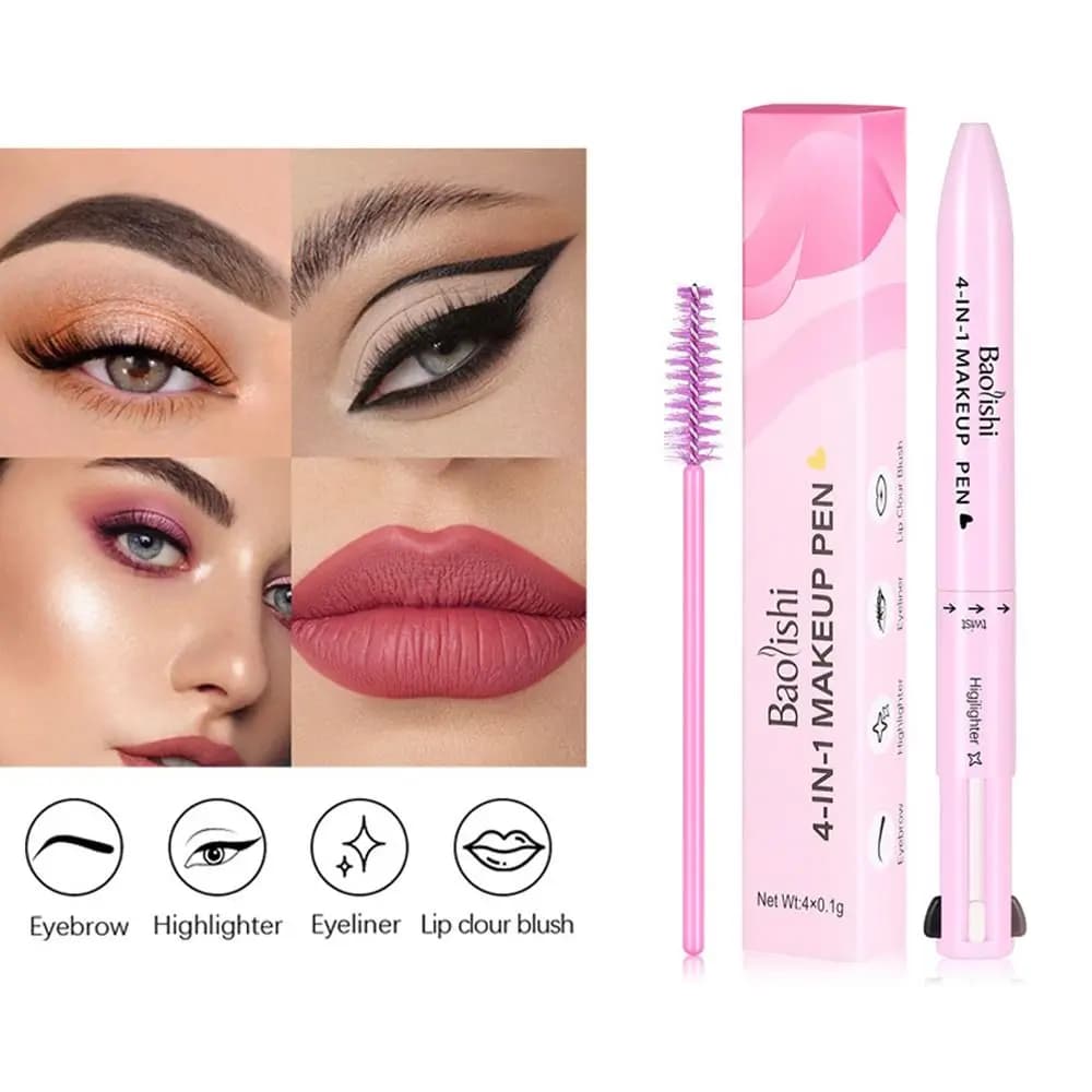 Multifunction Makeup Pen 4 in 1, Long Life, Waterproof, Multifunction Makeup Set, Led Evidence and Umbrella, Summer Gift