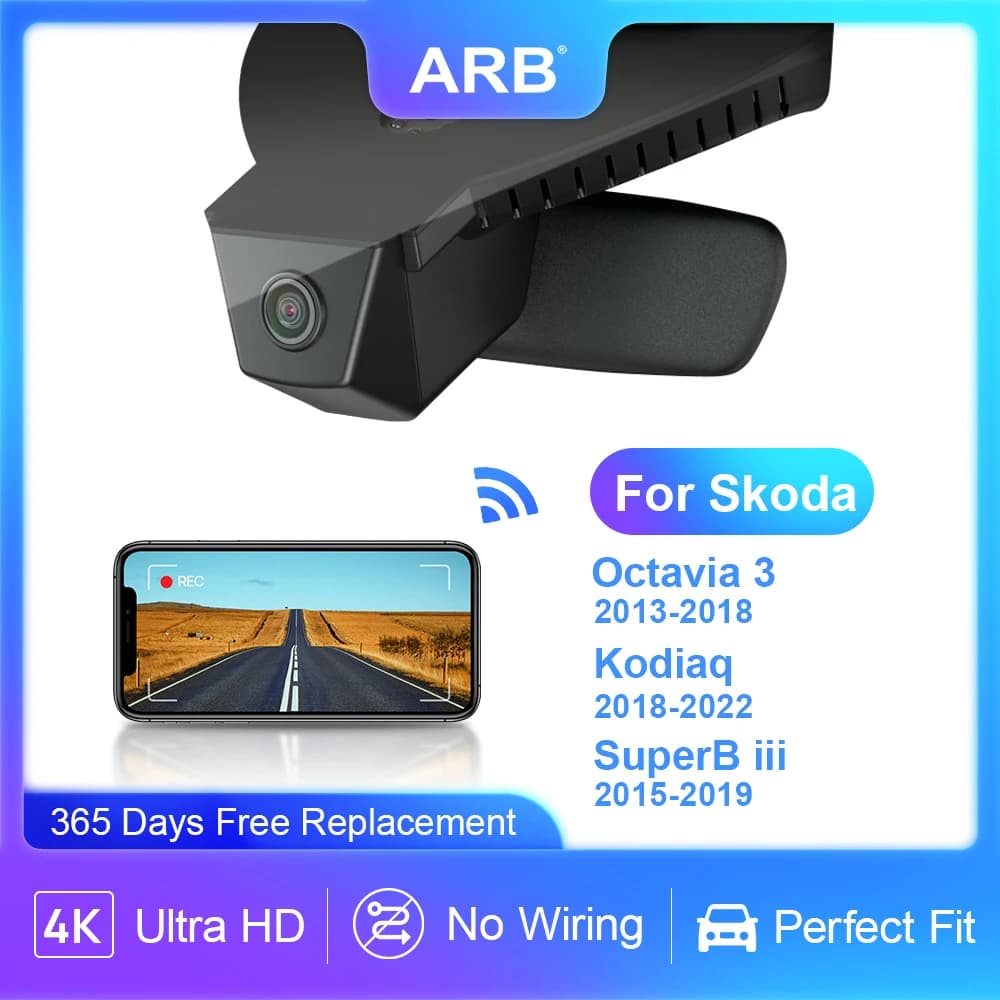 Dash Camera per Skoda Octavia 3 2013-2018/Kodiaq 2018-2023/SuperB iii 2015-2019, ARB 4K OEM Style Car DVR per Skoda, controllo APP