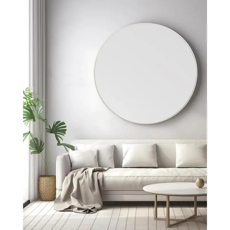 Specchio da parete rotondo con cornice in metallo argentato da 42 pollici per bagno