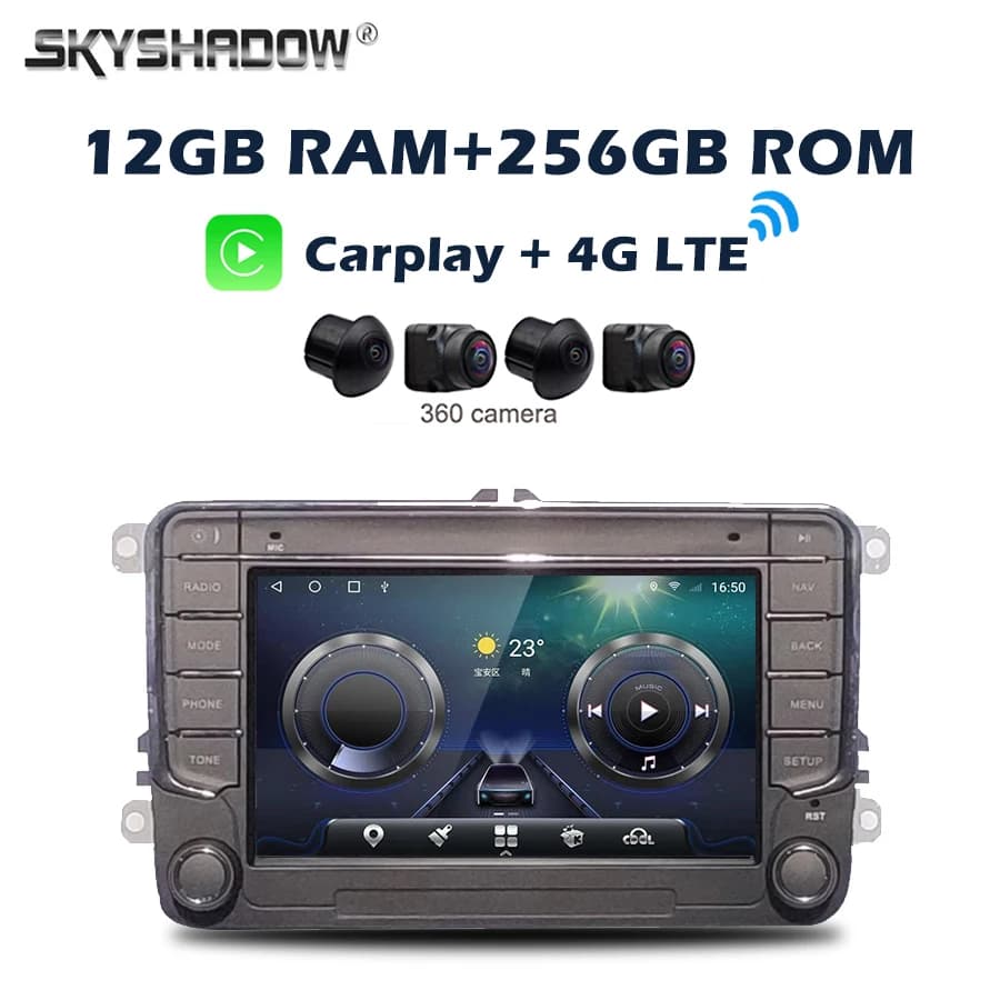IPS LTE Carplay Auto Android 14.0 12G + 256G Lettore DVD per auto GPS WIFI Bluetooth Radio per VW Polo Jetta Tiguan Passat Caddy Touran