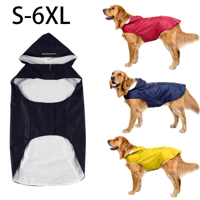 Impermeabile per Cani con Cappuccio, Giacca Antipioggia, Poncho per Animali Domestici con Striscia Riflettente, Accessori per Cani da Esterno