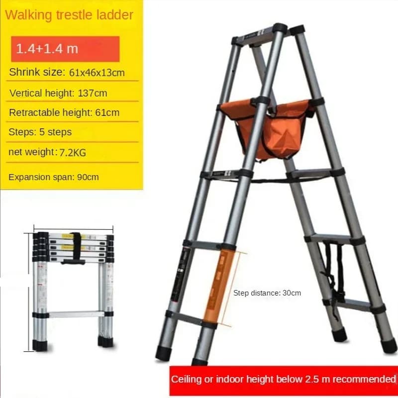 Scala in acciaio inossidabile Scale telescopiche di tipo A Scala a 5 stadi Scala pieghevole Estensione Scalette Scale per uso domestico Scale addensate