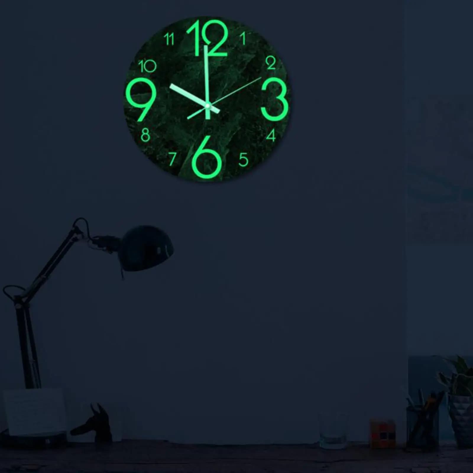 Imitation Marble , Luminous Numerals & Hands Dark, Silent Battery Operated Analog Clock for Living Room, Bedroom