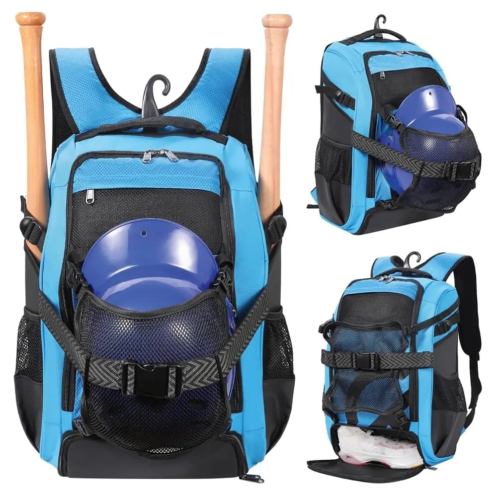 Zaino Grande da Baseball per Adulti e Ragazzi 42L, Borsa Porta Mazze da Softball con Tasca a Rete Rimovibile e Regolabile per Casco, Adatta anche per Pallacanestro e Calcio