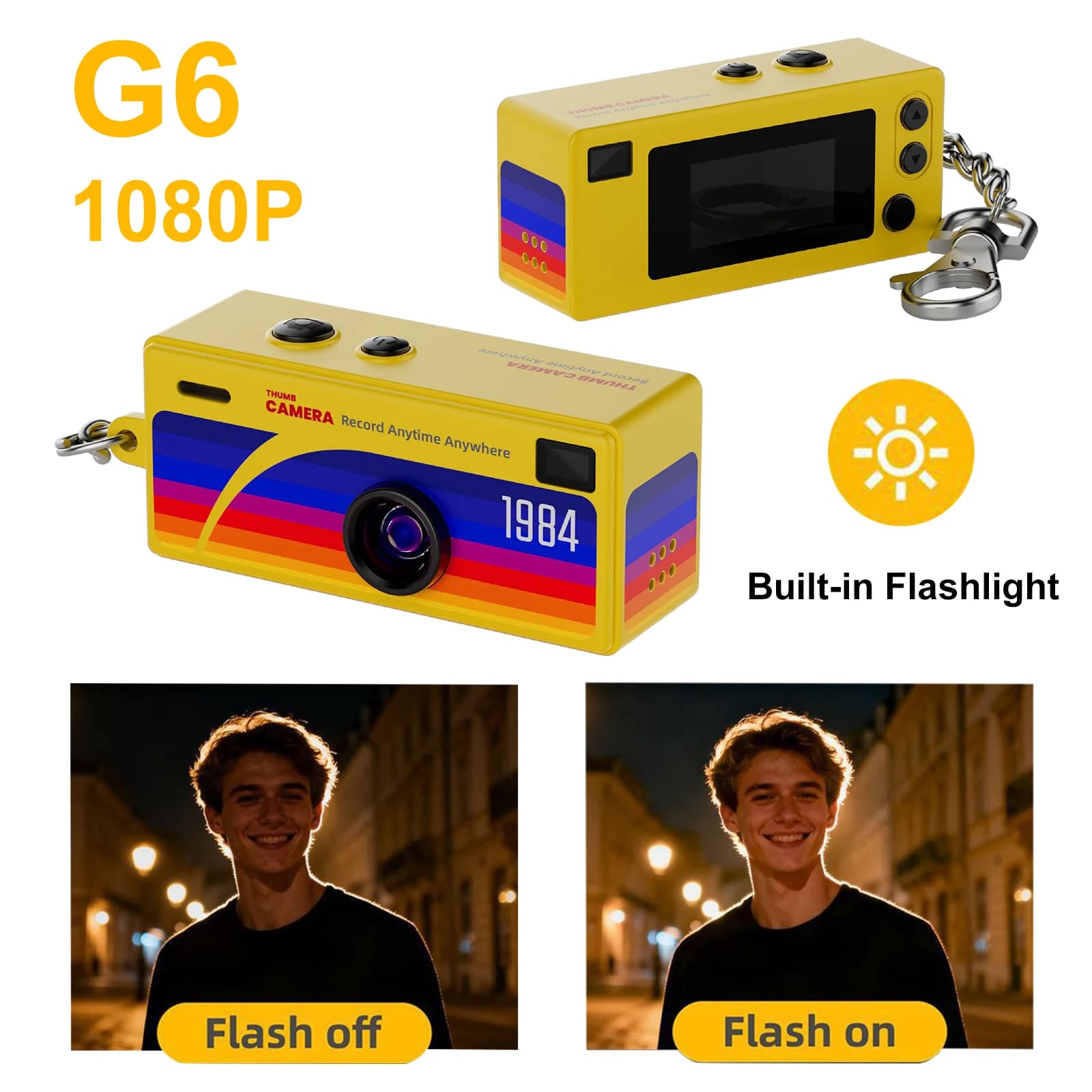 1080P Thumb Keychain Camera with 0.96In TFT Screen HD Video Recorder Type-C Charging Portable Small Camcorder for Outdoor Travel