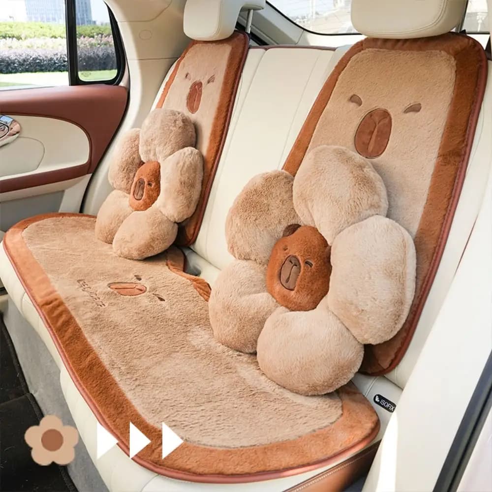 Simpatico capibara in peluche cuscino per seggiolino auto farcito morbido poggiatesta per auto supporto lombare comodo cuscino per la vita decorazione dell'auto