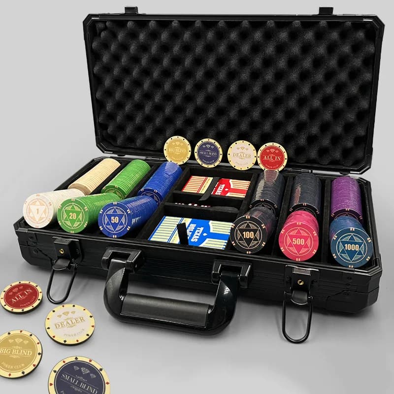 Set di fiches da poker in ceramica da 500 pezzi Set di fiches per scacchi di monete High end Poker Club Esclusivo Texas Hold'em Chip Scatola di immagazzinaggio Giochi da tavolo