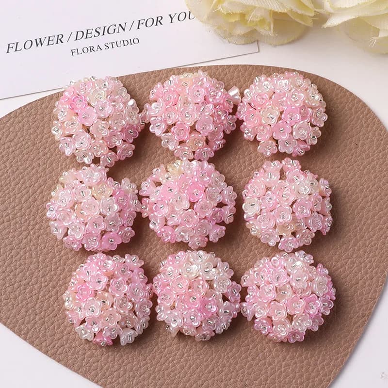 Shoe Charms 1 Piece Gradient Seed Bead Hydrangea Flower 3cm Sweet Girly DIY for Jelly Clog Sandals Crystal Princess Korean