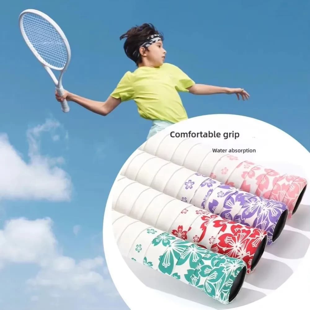 Nastro per impugnatura da badminton con stampa Sakura, antiscivolo, assorbente del sudore, nastro per impugnatura per racchetta da tennis, resistente agli urti, resistente all'usura