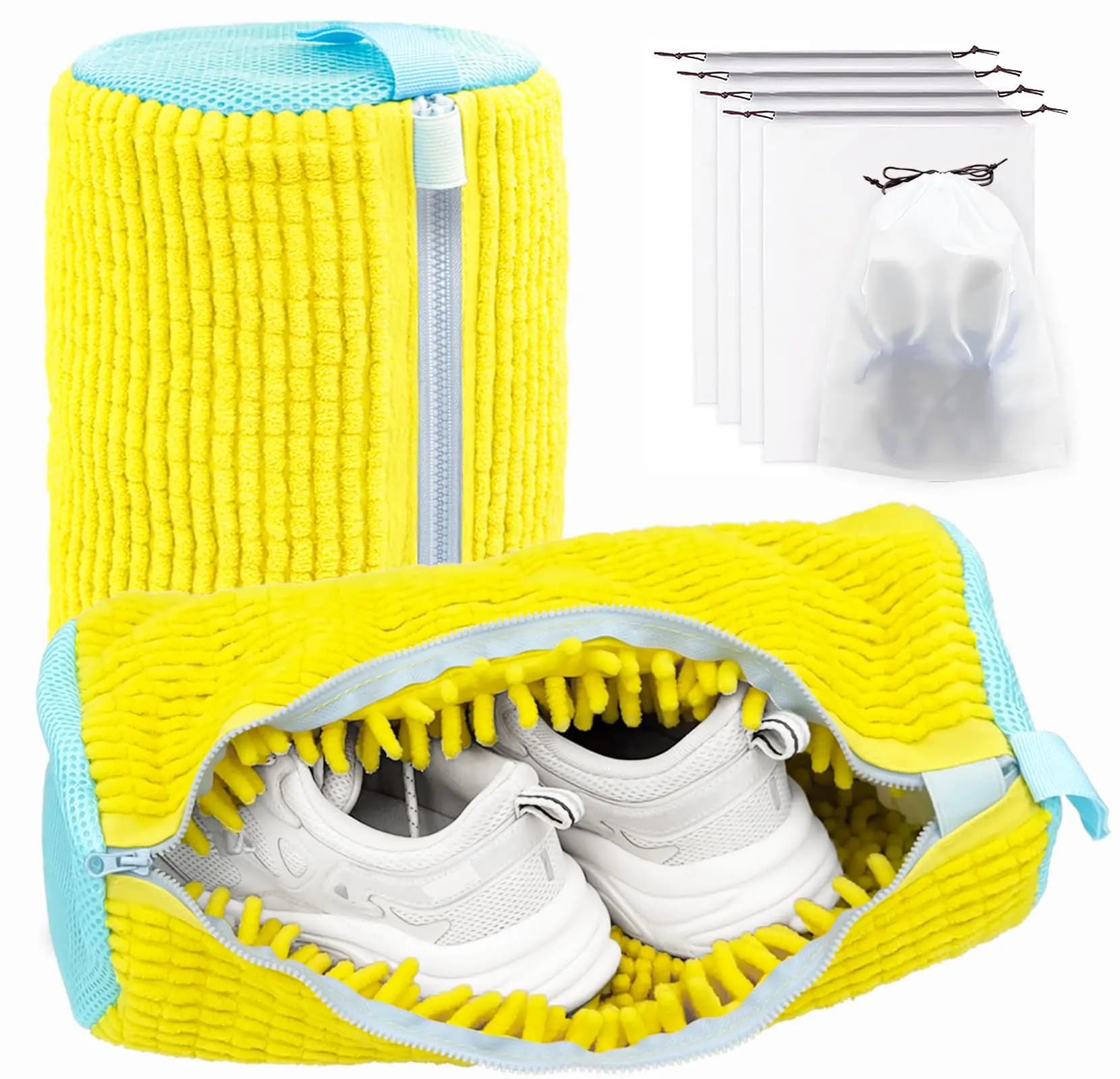 Shoe Wash Shoes Bag Padded Net Laundry With Self-locking Zipper Microfiber Inside Include Shoe Bag Without Damaging Them