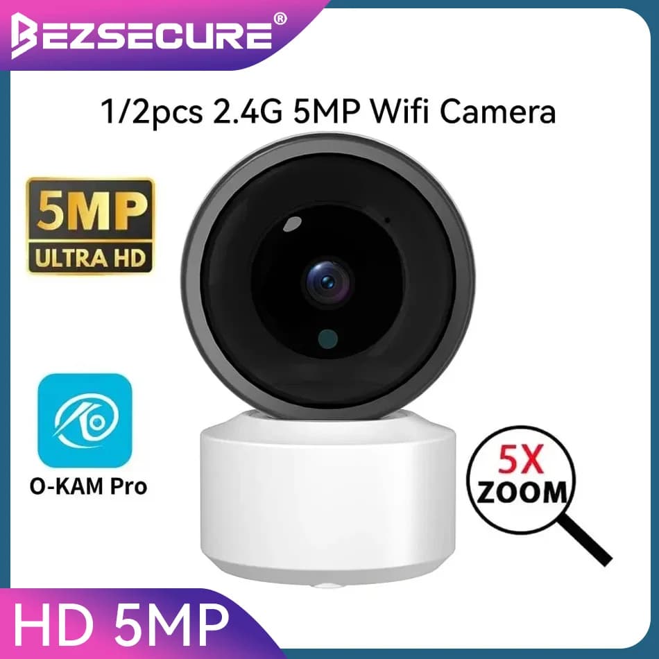Telecamera di Sicurezza Domestica 5MP 2K HD con Audio Bidirezionale, Rilevamento Movimento, Configurazione Semplice, Visione Notturna Chiara, Monitor per Bambini WiFi