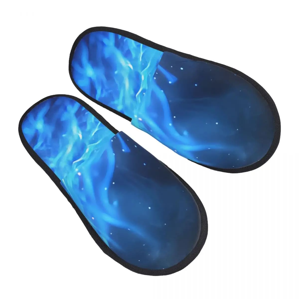 Pantofola in pelliccia per donna uomo moda soffici pantofole invernali calde blu fiamme di fuoco scarpe da casa