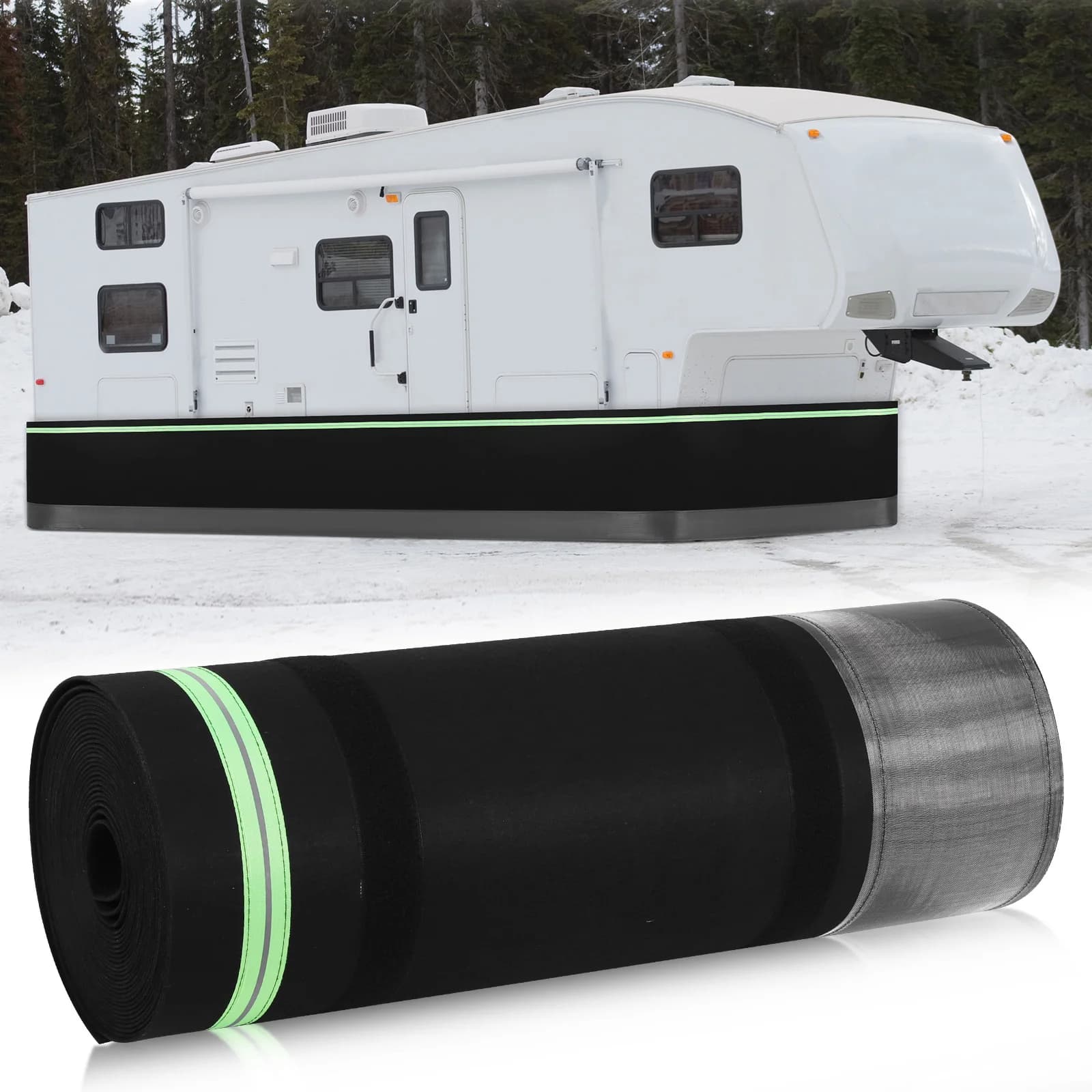 Lower Cover Windproof with Metal Plates Wheels, Easy Installation, Waterproof for Roulotte and Camper